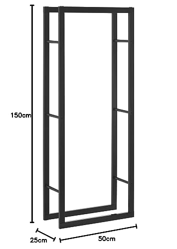 [en.casa] Firewood Rack 50x150x25cm Wood Storage Fire Log Rack Wood Holder