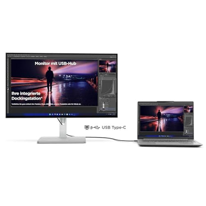 Lenovo L27h-4A | 27" QHD monitor | 2560x1440 | 100Hz | 350 nits | 1ms response time | USB-C docking station | HDMI | DisplayPort | IPS panel | integrated speakers | grey