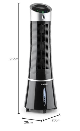 Klarstein air cooler with water cooling, 5-in-1 evaporative cooler, humidifier, fan, air purifier & night mode, portable air conditioning unit air cooler 6L, 45 watt air cooler, 180 m³/h airflow