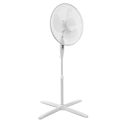 ito electronics ito Pedestal Fan 40 cm diameter white - oscillating + 3 adjustable speeds adjustable height / adjustable tilt angle, 40 x 14 x 125 cm