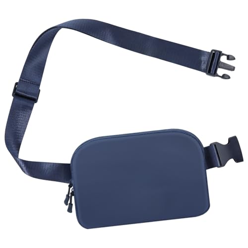 MoKo Running Waist Pack, Fanny Pack Belt Bag for Men Women, Nylon Sports Bag with Adjustable Straps & Zipper for Sports Running Travel Driving Hiking - Navy Blue