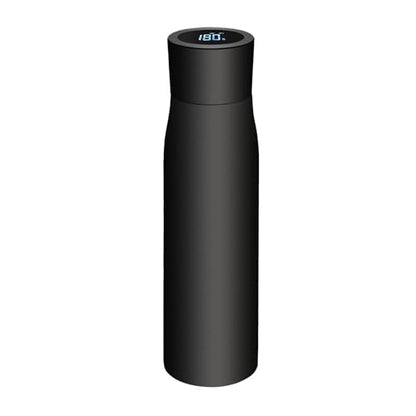 Nutrality UV-filtered 500ml water bottle - Stainless steel self-cleaning water purifier with LED temperature display lid & drink reminder function - Camping, hiking, traveling, sports (black)