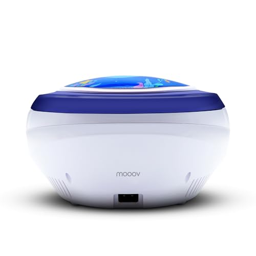 mooov 477170 CD player for kids with speakers, USB, headphone jack, AUX-IN port - boombox CD player portable - mains powered or batteries - Ocean model - blue/white