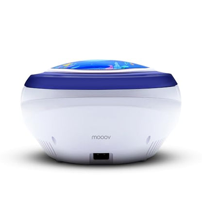 mooov 477170 CD player for kids with speakers, USB, headphone jack, AUX-IN port - boombox CD player portable - mains powered or batteries - Ocean model - blue/white