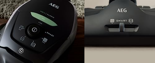 AEG vacuum cleaner with bag, 75% recycled material, automatic suction power control, extremely quiet even on carpet, captures large and small particles, long cord, 600W, black, VX82-1-ECO