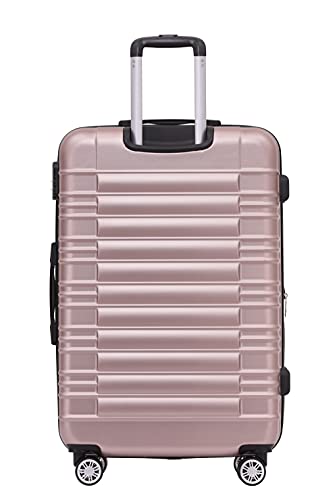BEIBYE twin-wheel travel suitcase luggage trolleys hard shell M-L-XL set, expandable (pink gold, M)