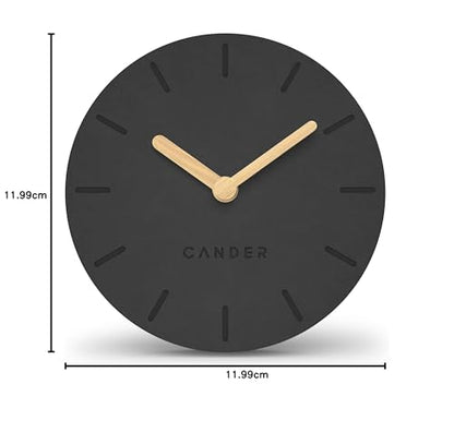 Cander Berlin MNU 2612 S tabletop clock silent without ticking 12 cm analog battery operated vintage modern grey MDF