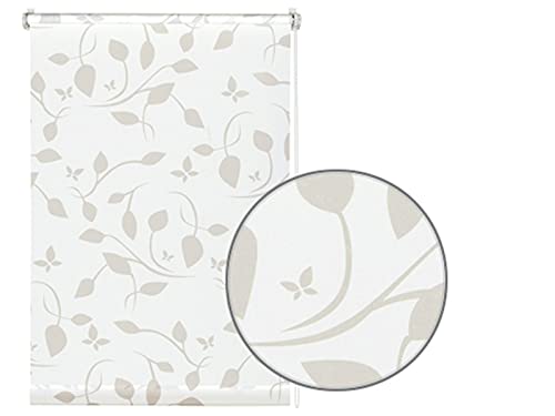 GARDINIA EASYFIX Scandinavian Roller Blind, No Drilling Required, Can be Adhered or Clamped, Opaque, Light-Penetrating, White/Natural, 80 x 180 cm