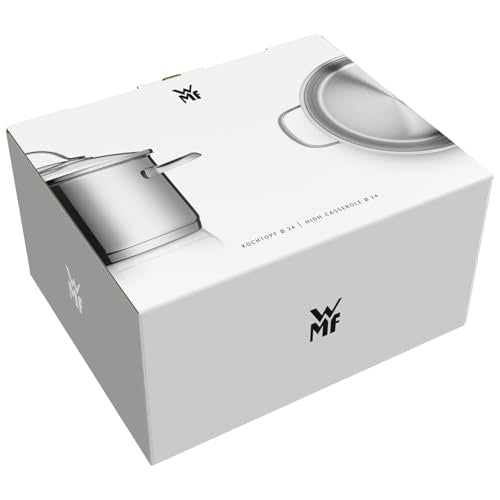 WMF Aparto pot large 24cm, with glass lid, pot for meat, suitable for induction, 5.7l, Cromargan stainless steel, high gloss polished, ovenproof, uncoated