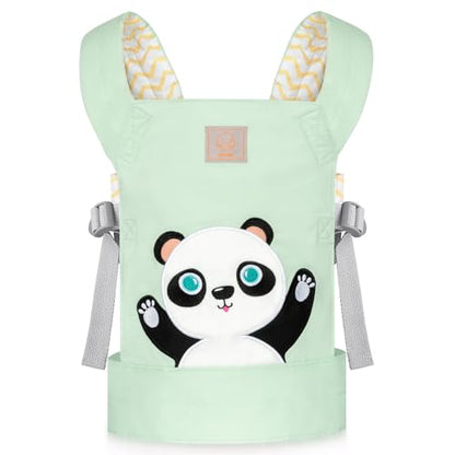 GAGAKU Doll Carrier for Kids Doll Carrier from 3 years Baby Carrier for Dolls Front Carrier Doll Accessories Doll Carrier with Adjustable Straps - Green - Embroidered Panda