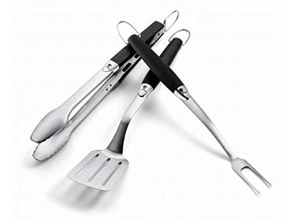 Weber-Stephen 6630 Grill Tool Set 3-piece, Stainless Steel, Black