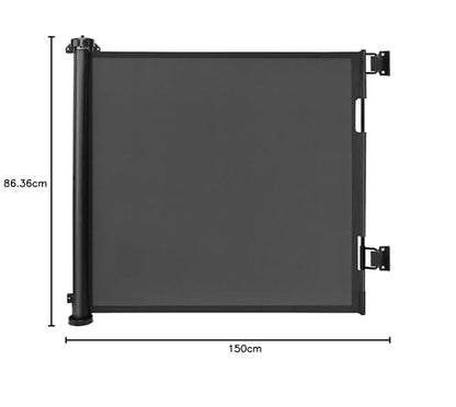 Stair gate Door gate Retractable 0-150 cm,Baby safety gate Stair guard for children,Cats and dogs,Suitable for indoor outdoor use (Black-150CM)