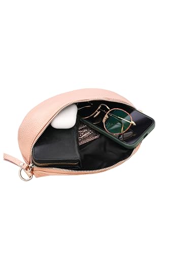 Twinheart Fanny Pack with Zipper 100% Genuine Leather - High-quality Women's Fanny Pack Crossbody Bag small and elegant - Shoulder Bag Fanny Pack
