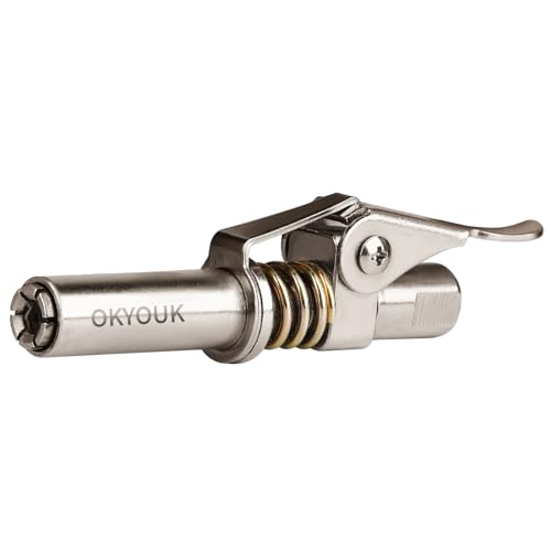 OKYOUK Minimal grease press coupling (only 1.3 cm), high-pressure coupling, quick-release grease tips with cleaning tool, suitable for all 1/8 inch NPT (grease adapter set kit)