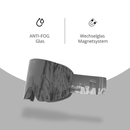 NAKED Optics Ski Goggles Men, Ski Goggles Women, Snowboard Goggles (TROOP EVO Palms, without bad weather lens)