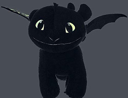 Petoske Toothless Night Fury 40cm How To Train Your Dragon 3 black plush from the movie "How To Train Your Dragon 3". Original, glows in the dark.