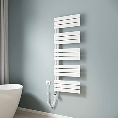 EMKE electric towel radiator with thermostat, white, 1320x500mm. 800W electric towel warmer and dryer.