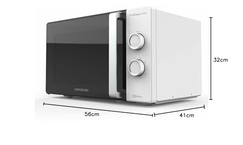 Cecotec Microwave with Grill ProClean 4110. 700W power, 800W grill, 23L capacity, Ready2Clean coating, 3D Wave Technology, 30-minute timer, Full Crystal Door.