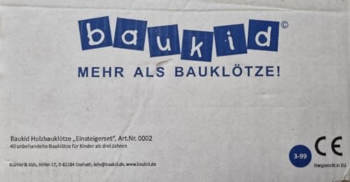 Building Blocks Starter Set, 40 untreated blocks for kindergarteners and school children, large blocks made of untreated wood from sustainable forestry.