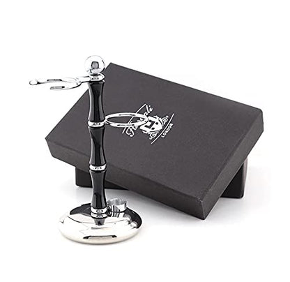 Haryali London Straight Razor Set - Vegan Shaving Brush - Straight Razor - Strop, Polishing Paste, Nose Hair Scissors - 5-piece Wooden Shaving Brush Set including Gift Box
