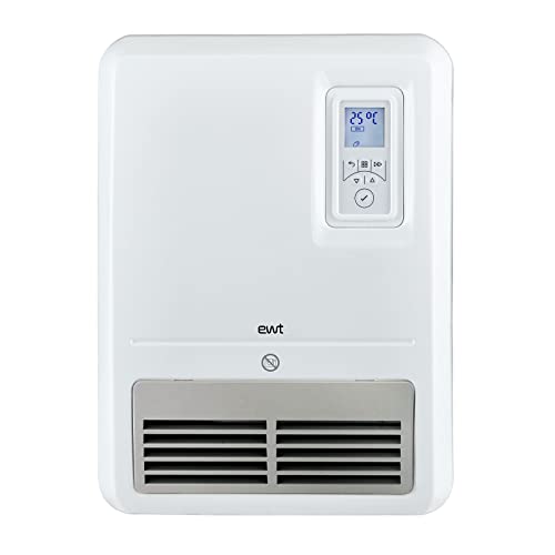 EWT Bathroom Quick Heater Future, efficient wall-mounted heating device, including thermostat with return timer & adaptive start function, 2000 W heating power, White