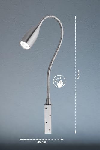 Fischer & Honsel | Bedside lamp Flex, Sten | dimmable with gesture control | 1x LED 5 Watt, 3000 Kelvin, 420 Lumens | Energy Efficiency Class: G | 30702, Silver