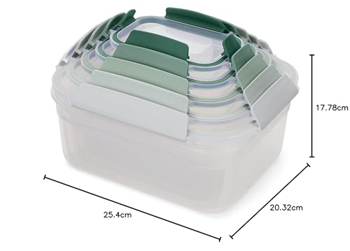 Joseph Joseph Nest Lock, 5-piece plastic kitchen food storage container set with lids, leakproof, airtight, space-saving, BPA-free - Sage Green