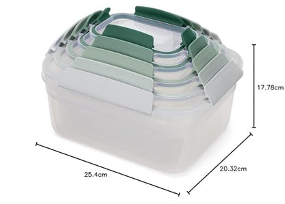 Joseph Joseph Nest Lock, 5-piece plastic kitchen food storage container set with lids, leakproof, airtight, space-saving, BPA-free - Sage Green