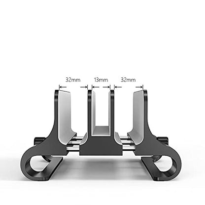 The aluminum vertical laptop stand, 3-slot space-saving adjustable notebook stand for iPad, MacBook & laptops up to 17.3 inches (gray)