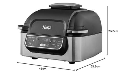 Ninja Foodi Grill & Airfryer, 5.7L air fryer, dishwasher-safe parts, 5-in-1, Black/Silver AG301EU