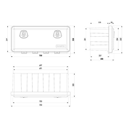 DAKEN JUST 750-R truck tool box 750 x 350 x 300 mm