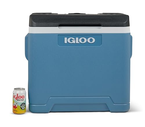 IGLOO IP42 Roller Passive Cooler 42 L, ice blue thermobox with wheels and telescopic handle, cooler for leisure, work, and camping.