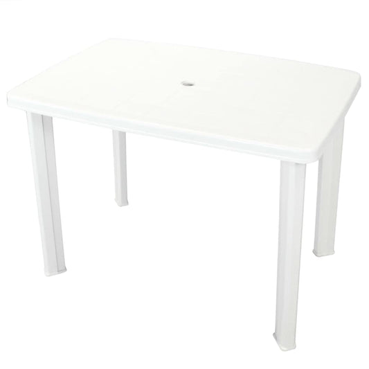 vidaXL garden table with umbrella hole weather resistant dining table camping table patio table garden furniture white 101x68x72cm plastic
