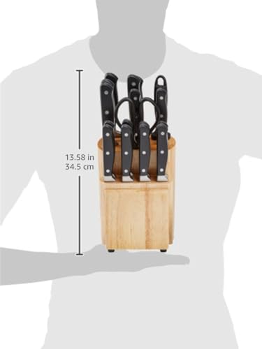 Amazon Basics Premium Knife Block, 18 Pieces, Black