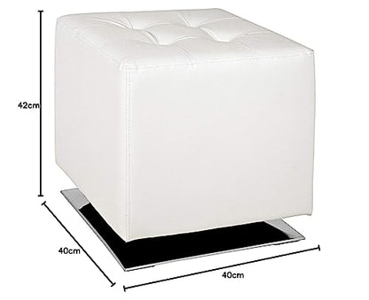 HAKU Furniture Stool Chrome, white, faux leather, metal - Dimensions: W 40 cm x H 42 cm x D 40 cm, Style: Modern