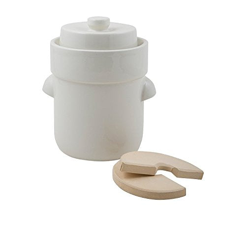 Ms-earthenware fermentation crock sauerkraut pot 3 liters + weighting stones (white)