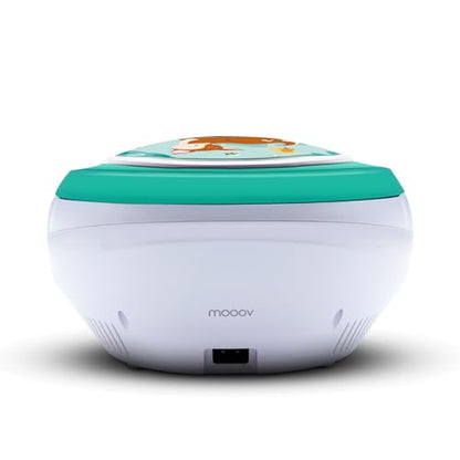 mooov 477147 CD player for kids with speakers, USB, headphone jack, AUX-IN port - Boombox CD player portable - AC or battery powered - Forest model - Green/White