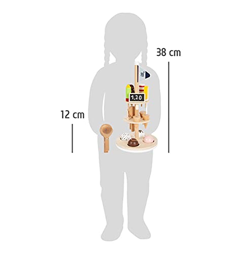 Small foot wooden ice cream stand "fresh", accessory for children's kitchen and play store, suitable for ages 3 and up, 12232.