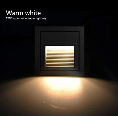 Arotelicht 8-pack 3W LED stair light square stair lighting, outdoor wall recessed light 230V wall lighting lamp aluminum warm white 3000K IP65, black, including junction box