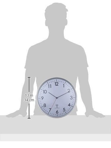 TFA Dostmann Analog Wall Clock Radio Controlled, high accuracy, radio clock, white/silver, 60.3514, suitable for kitchen, living room, office or entrance area, 330 x 50 mm
