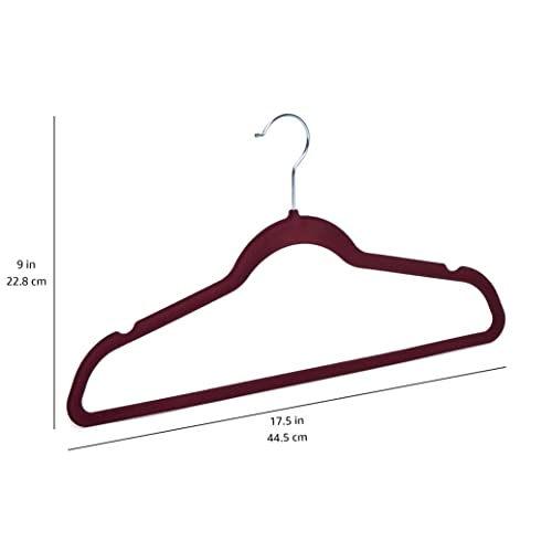 Amazon Basics Velvet Suit Hangers, Non-Slip, Burgundy, Silver, 30 Pack.