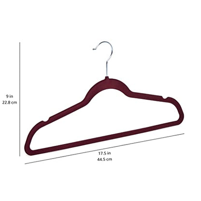 Amazon Basics Velvet Suit Hangers, Non-Slip, Burgundy, Silver, 30 Pack.