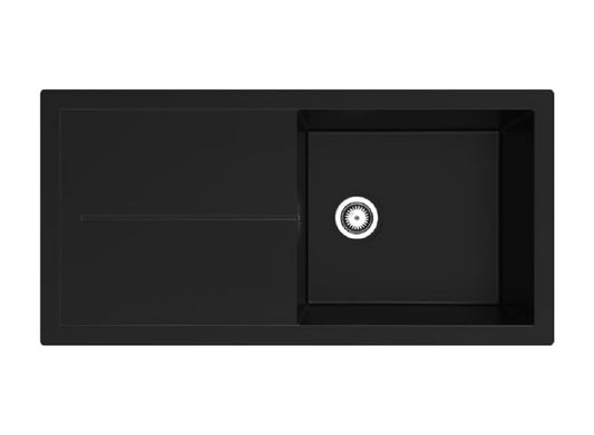 Respekta Cleveland Mineral Sink in Black/1 Bowl Inset Sink 100 x 50 cm/Sink suitable for base cabinets from 60 cm wide.
