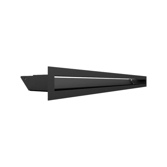 Short ventilation grille air | Warm air grille 6 x 80 cm | Black | Exhaust grille for fireplace ventilation | Air inlet at a 45-degree angle | Overheating resistant | Ideal for modern interiors.