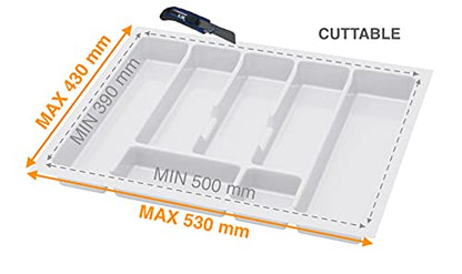 Alusfera cutlery tray for drawers 60 cm - Drawer organizer with compartmentalization - High-quality kitchen drawer organizer for more order - Customizable and easy to clean - 630x430mm Silver
