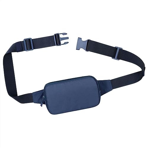 MoKo Running Waist Pack, Fanny Pack Belt Bag for Men Women, Nylon Sports Bag with Adjustable Straps & Zipper for Sports Running Travel Driving Hiking - Navy Blue