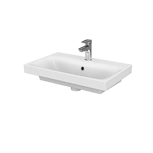 VBChome 24" Slim Grey Bathroom Furniture Set with Faucet and Pop-up Drain Basin with Vanity Cabinet Washbasin 2 Drawers Moduo Hanging Cabinet Click-clack