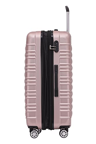 BEIBYE twin-wheel travel suitcase luggage trolleys hard shell M-L-XL set, expandable (pink gold, M)