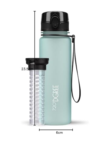 720°DGREE Kids Water Bottle 500ml “uberBottle“ softTouch +Fruit Infuser - Leakproof, BPA-Free - Slim Tritan Water Bottle for School, Sports, Fitness - Lightweight, Impact-resistant, Reusable