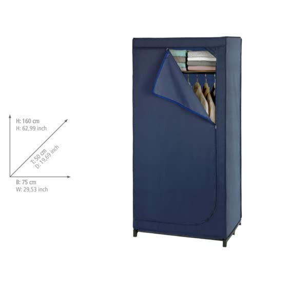 WENKO wardrobe Business with shelf and clothes rail, fabric wardrobe for dust-free storage of textiles, metal frame and fabric in durable polyester quality, 75 x 160 x 50 cm